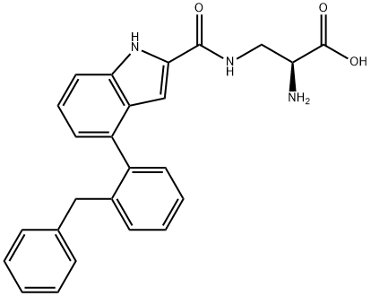 2-AMINO-3-{[4-(2-BENZYL-PHENYL)-1H-INDOLE-2-CARBONYL]-AMINO}-PROPIONIC ACID 结构式