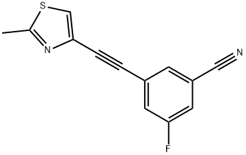 3-(2-(2-Methylthiazol-4-yl)ethynyl)-5-fluorobenzonitrile 结构式