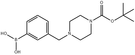 (3-((4-(叔-丁氧基羰基)哌嗪-1-基)甲基)苯基)硼酸 结构式