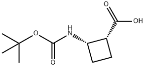 (1R,2S)-2-[[叔丁氧羰基]氨基]环丁烷羧酸 结构式