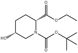 1-(叔丁基)2-乙基(2R,5R)-5-羟基哌啶-1,2-二羧酸酯 结构式