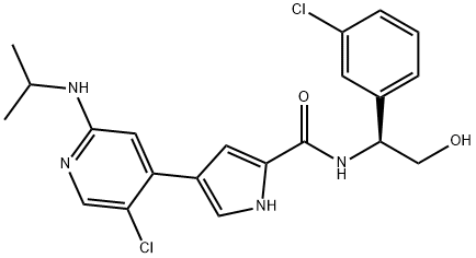 4-[5-氯-2-[(1-甲基乙基)氨基]-4-吡啶基]-N-[(1S)-1-(3-氯苯基)-2-羟基乙基]-1H-吡咯-2-甲酰胺 结构式