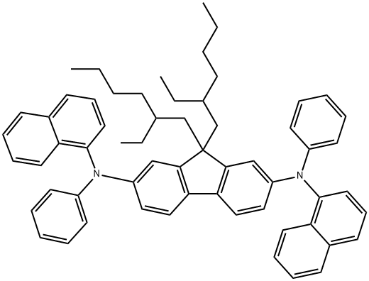 9,9-二(2-乙基己基)-N,N'-二-1-萘基-N,N'-二苯基-9H-芴-2,7-二胺 结构式