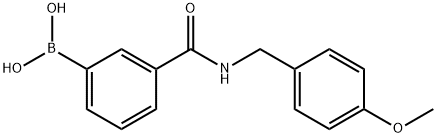 (3-((4-甲氧苄基)氨基甲酰)苯基)硼酸 结构式