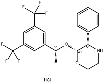 (2R,3S)-2-[(1R)-1-[3,5-双(三氟甲基)苯基]乙氧基]-3-(苯基)吗啉盐酸盐 结构式