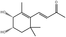 (3E)-4-[(3R,4S)-3,4-二羟基-2,6,6-三甲基-1-环己烯-1-基]-3-丁烯-2-酮 结构式