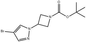 叔丁基3-(4-溴吡唑-1-基)氮杂环丁烷-1-羧酸盐 结构式