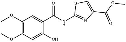 2 - [(2 - 羟基-4,5 - 二甲氧基苯甲酰基)氨基] -4 - 噻唑羧酸甲酯 结构式