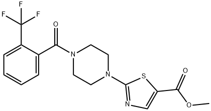 2-((4-邻三氟甲基苯甲酰基)-哌嗪基)-噻唑-5-甲酸甲酯 结构式