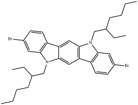 3,9-二溴-5,11-双(2-乙基己基)-5,11二氢吲哚[3,2-B]咔唑 结构式