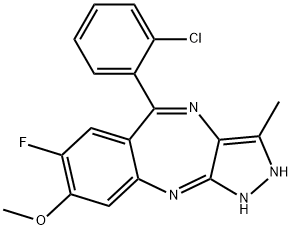 5-(2-氯苯基)-7-氟-1,2-二氢-8-甲氧基-3-甲基吡唑并[3,4-B][1,4]苯并二氮杂卓 结构式