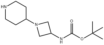 N-[1-(哌啶-4-基)氮杂环丁烷-3-基]氨基甲酸叔丁酯 结构式