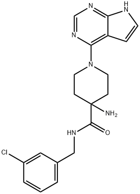 4-PiperidinecarboxaMide, 4-aMino-N-[(3-chlorophenyl)Methyl]-1-(7H-pyrrolo[2,3-d]pyriMidin-4-yl)- 结构式