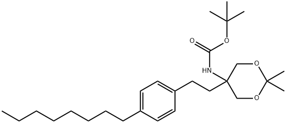 N-[2,2-二甲基-5-[2-(4-辛基苯基)乙基]-1,3-二氧六环-5-基]氨基甲酸叔丁酯 结构式