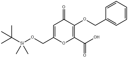 3-(苄氧基)-6-(((叔丁基二甲基甲硅烷基)氧基)甲基)-4-氧代-4H-吡喃-2-羧酸 结构式