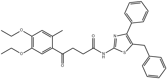 N-(5-benzyl-4-phenylthiazol-2-yl)-4-(4,5-diethoxy-2-Methylphenyl)-4-oxobutanaMide 结构式