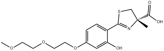 (4S)-4,5-二氢-2-[2-羟基-4-[2-(2-甲氧基乙氧基)乙氧基]苯基]-4-甲基-4-噻唑羧酸 结构式