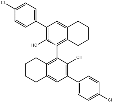 (R)-3,3'-双(4-氯苯基)-5,5',6,6',7,7',8,8'-八氢-1,1'-联萘酚 结构式