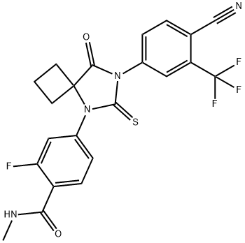 N-甲基-4-[7-(4-氰基-3-三氟甲基苯基)-8-氧代-6-硫酮-5,7-二氮杂螺[3.4]辛烷-5-基]-2-氟苯甲酰胺 结构式