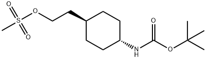 反式-2-[4-[(N-叔丁氧基羰基)氨基]环己基]乙基甲磺酸盐 结构式