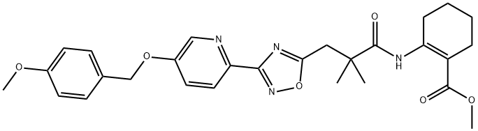 1-Cyclohexene-1-carboxylic acid,2-[[3-[3-[5-[(4-Methoxyphenyl)Methoxy]-2-pyridinyl]-1,2,4-oxadiazol-5-yl]-2,2-diMethyl-1-oxopropyl]aMino]-, Methyl ester 结构式