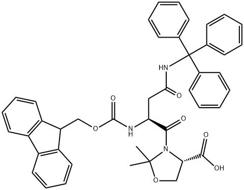 (4S)-3-[(2S)-2-[[芴甲氧羰基]氨基]-1,4-二氧代-4-[(三苯基甲基)氨基]丁基]-2,2-二甲基-4-恶唑烷羧酸 结构式