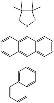 9-(4,4,5,5-四甲基-[1,3,2]二氧硼杂环戊烷-2-基)-10-萘-2-基蒽 结构式