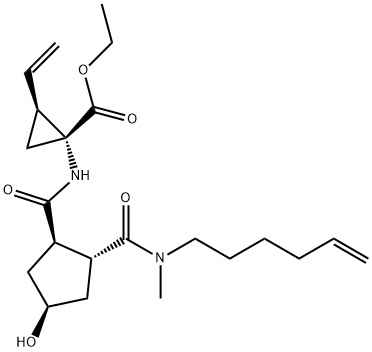 (1S,2R)-1-((1R,2R,4S)-2-(5-烯己基(甲基)氨甲酰基)-4-羟基环戊甲酰胺基)-2-乙烯基-环丙烷羧酸乙酯 结构式