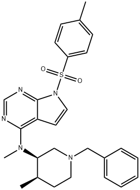 N-甲基-N-((3R,4R)-4-甲基-1-苄基-3-哌啶基)-7-((4-甲基苯基)磺酰基)7H-吡咯并[2,3-D]嘧啶-4-胺 结构式