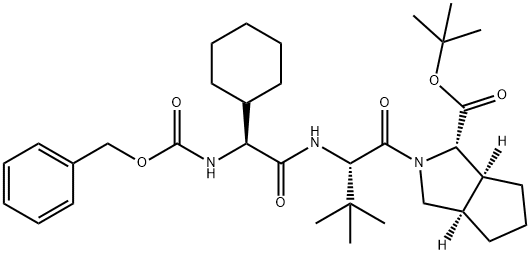 (1S,3AR,6AS)-2-[(2S)-2-[[(2S)-2-环己基-2-[[苄氧羰基]氨基]乙酰基]氨基]-3,3-二甲基-1-氧代丁基]八氢环戊并[C]吡咯-1-羧酸叔丁酯 结构式