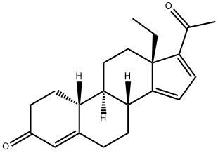 (13S)-Ethyl-18,19-dinorpregna-4,14,16-triene-3,20-dione 结构式