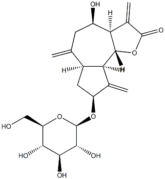 (3AR,4R,6AR,8S,9AR,9BR)-8-(BETA-D-吡喃葡萄糖基氧基)十氢-4-羟基-3,6,9-三(亚甲基)-并[4,5-B]呋喃-2(3H)-酮 结构式