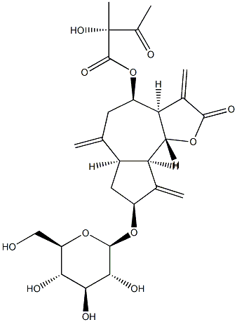 (2R)-2-羟基-2-甲基-3-氧代丁酸(3AR,4R,6AR,8S,9AR,9BR)-8-(BETA-D-吡喃葡萄糖基氧基)十二氢-3,6,9-三(亚甲基)-2-氧代并[4,5-B]呋喃-4-基酯 结构式