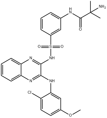 2-氨基-N-[3-[N-[3-[(2-氯-5-甲氧基苯基)氨基]喹喔啉-2-基]氨基磺酰基]苯基]-2-甲基丙酰胺 结构式