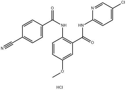 N-(5-氯-2-吡啶基)-2-[(4-氰基苯甲酰基)氨基]-5-甲氧基苯甲酰胺盐酸盐 结构式