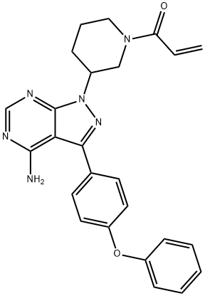 1-[3-[4-氨基-3-(4-苯氧基苯基)-1H-吡唑并[3,4-D]嘧啶-1-基]哌啶-1-基]丙-2-烯-1-酮 结构式