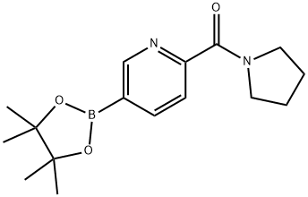1-	吡咯烷[5-(4,4,5,5-四甲基-1,3,2-二氧杂环戊硼烷-2-基)-2-吡啶基]-甲酮 结构式