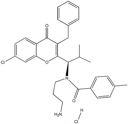 SB 743921; (R)-N-(3-AMINOPROPYL)-N-(1-(3-BENZYL-7-CHLORO-4-OXO-4H-CHROMEN-2-YL)-2-METHYLPROPYL)-4-METHYLBENZAMIDE HYDROCHLORIDE 结构式
