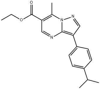 ETHYL 3-(4-ISOPROPYLPHENYL)-7-METHYLPYRAZOLO[1,5-A]PYRIMIDINE-6-CARBOXYLATE 结构式
