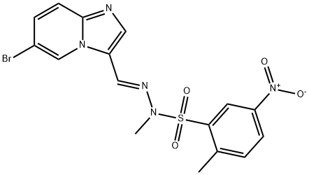 2-甲基-5-硝基苯磺酸 (2E)-2-[(6-溴咪唑并[1,2-A]吡啶-3-基)亚甲基]-1-甲酰肼 结构式