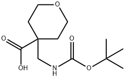 4-氨甲基-BOC-四氢吡喃-4-羧酸 结构式