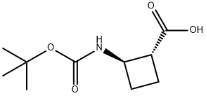 (1R,2R)-2-[[叔丁氧羰基]氨基]环丁烷羧酸 结构式