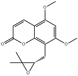(S)-8-[(3,3-二甲基环氧乙烷基)甲基]-5,7-二甲氧基-2H-1-苯并吡喃-2-酮 结构式