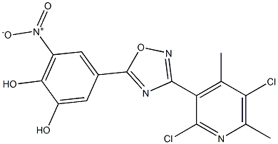 5-(3-(2,5-二氯-4,6-二甲基吡啶-3-基)-1,2,4-噁二唑-5-基)-3-硝基苯-1,2-二醇 结构式