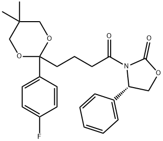 (S)-3-(4-(2-(4-fluorophenyl)-5,5-diMethyl-1,3-dioxan-2-yl)butanoyl)-4-phenyloxazolidin-2-one 结构式