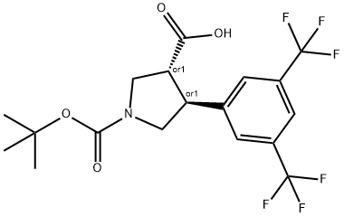 Boc-(+/-)-trans-4-(3,5-bis(trifluoroMethyl)-phenyl)-pyrrolidine-3-carboxylic acid 结构式