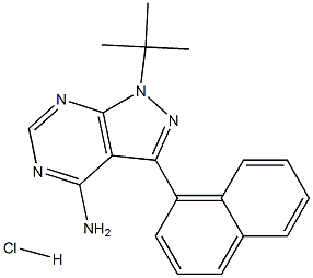 1-叔丁基-3-(1-萘基)-1H-吡唑并[3,4-D]嘧啶-4-胺盐酸盐 结构式