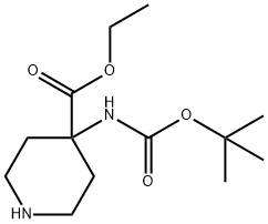 4-[(叔丁氧基羰基)氨基]哌啶-4-甲酸乙酯 结构式