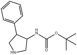 4-苯基吡咯烷-3-基氨基甲酸叔丁酯 结构式