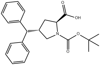 反-N-BOC-4-二苯甲基-L-脯氨酸 结构式